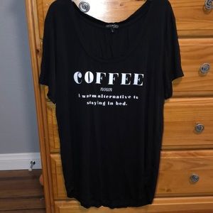 Black tee with slogan